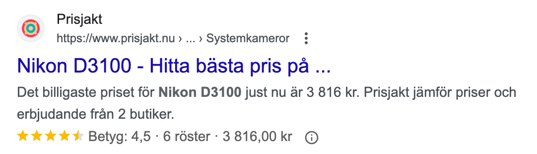 Exempel på rich snippets